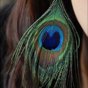 NWT! Peacock feather earrings!